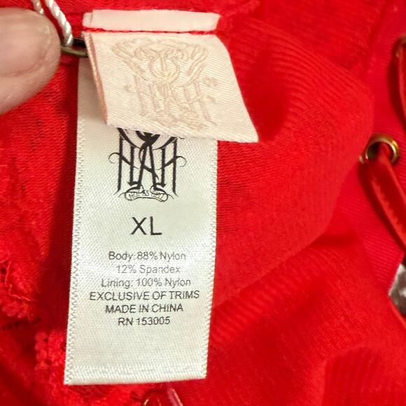 We Are HAH Spinster Thong Lace Bodysuit - Siren Red - Reversible - Size XL - $98 - Picture 6 of 8